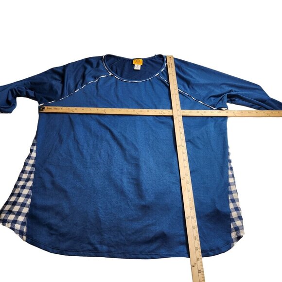 Ruby Rd Women's Plus Size 3X Top Blouse Must Haves Blue Crewneck 3/4 Sleeve (23) - Picture 4 of 9
